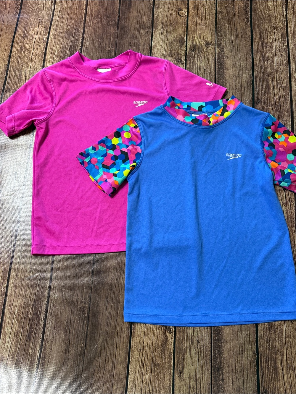 Speedo Kids' Rash Guards - Blue & Pink